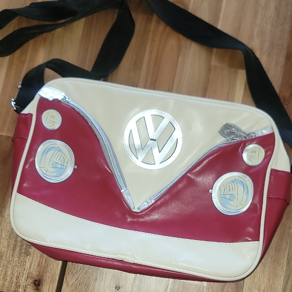 VW Bus Red and Cream Crossbody Bag with Vintage Design
